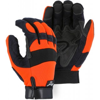 2139HO Majestic® Hi-Viz Orange Armor Skin Mechanics Glove with PVC Double Palm and Knit Back